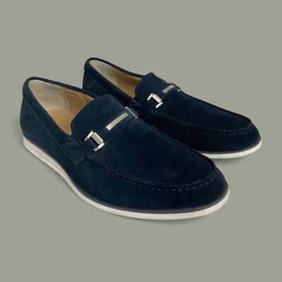 Calvin Klein 麂皮绒乐福鞋懒人鞋 10 码海军蓝 — 第 1/4 张图片