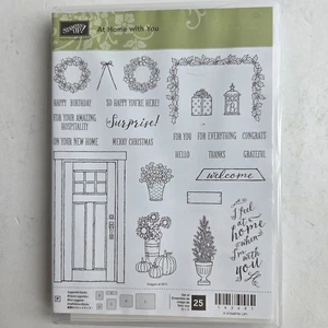 Stampin' Up AT HOME WITH YOU Set di francobolli e cornici fustelle corona di agrifoglio regalo - Foto 1 di 5