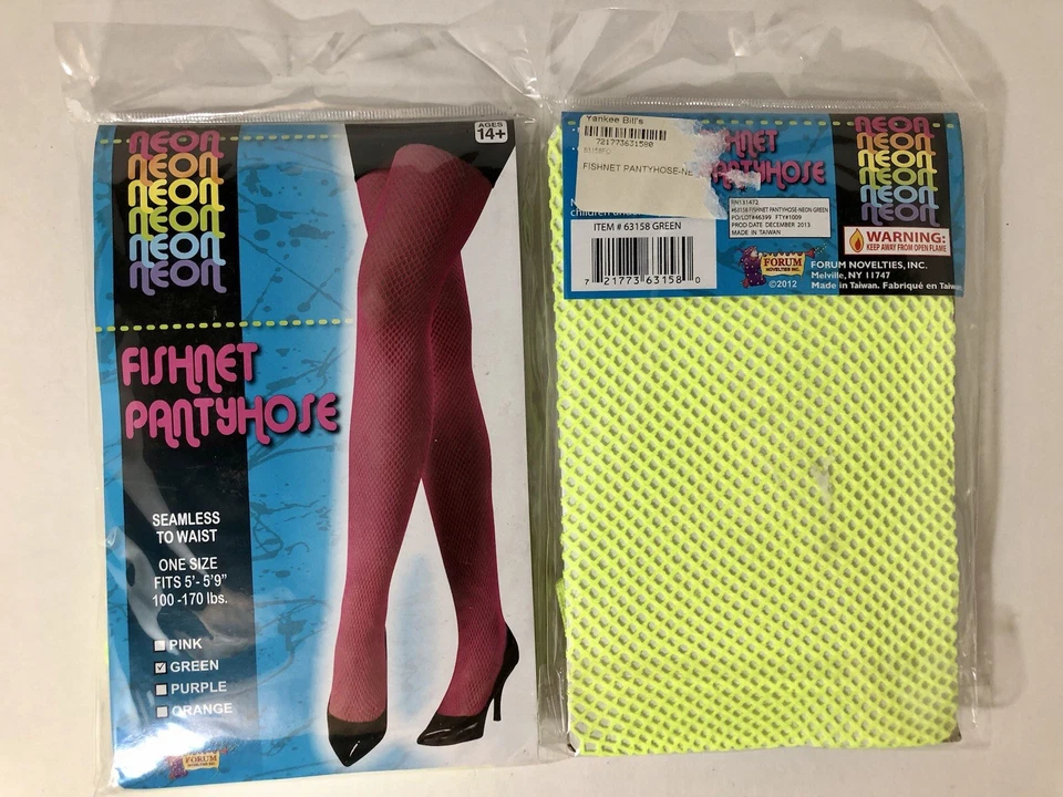 Pantimedias de red verde neón disfraz Halloween talla única paquetes de 2 Foto 1 de 4
