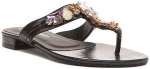 Sandalias De Tanga Para Mujeres Con Diamantes Coloridos En Negro Talla UK 2 - 8 - Imagen 1 de 12