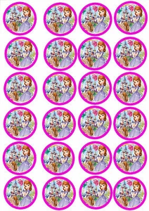 24 Muffin & Cupcake Aufleger  Oblate - Fondant Sofia die Erste C3 - Bild 1 von 1