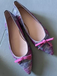 Pretty Ballerinas Pointed Flats Leather Pink Purple Sparkles Size 39 - Picture 1 of 10