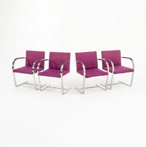 1960s Set of Four Mies van der Rohe Knoll Brno Stainless Flat Bar Dining Chairs - Picture 1 of 12