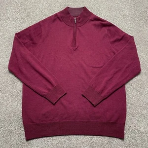 UNTUCKit Sweater Adult XL Red Wool 1/4 Zip Pullover Mens READ ** - Picture 1 of 12