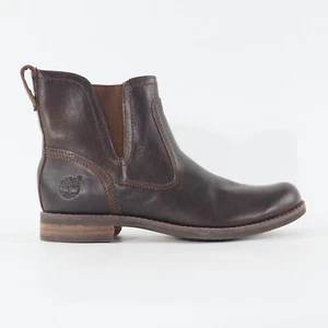 Womens Timberland Savin Hill 8669A Brown Leather Pull On Casual Chelsea Boots - Picture 1 of 7