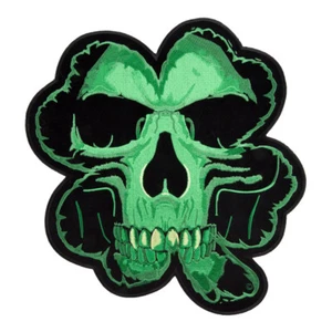 Parche de cráneo de trébol verde celta, parches de motociclista irlandés - Imagen 1 de 5