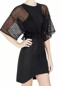 Sass & Bide Size 6 The Cubist Black Fitted Dress w Crochet Bolero Wrap Sleeves - Picture 1 of 11