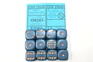Chessex Dice 16mm D6 (12 Dice) Opaque Dusty Blue / Copper CHX25626 - Picture 1 of 1