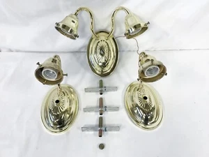 VINTAGE poliertes Messing Wandleuchter Leuchten mit Schalter - Hienkley Stil - 3-teiliges Set - Bild 1 von 12