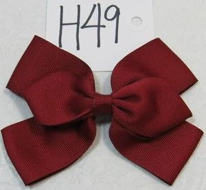Girl's Hair Bow Barrette Burgundy Vintage  - Picture 1 of 6