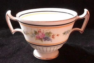 Antique ROYAL DOULTON 1916 Double Handle Footed Cream Soup Bowl Floral - Picture 1 of 7