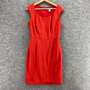 White House Black Market Dress Women 6 Red Sheath Midi Zipper Sleeveless Lined - Picture 1 of 9