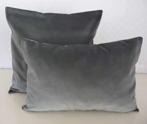 2 X  MID GREY VELVET CUSHION COVERS 12" X 21" - Picture 1 of 2
