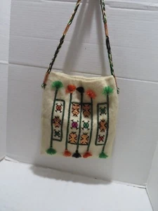 VTG GREEK BOHO/HIPPIE WOVEN WOOL TOTE BAG - Picture 1 of 7