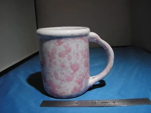 Bennington Potters Tankard Mug w/ Thumb Rest Agate Pink-White Satin Matte Glaze - Picture 1 of 5