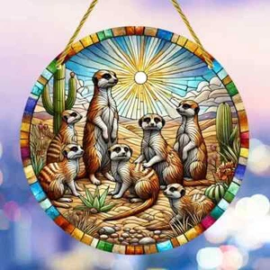 Meerkat Family Africa Sunshine Suncatcher efecto vitral decoración del hogar regalo - Imagen 1 de 5