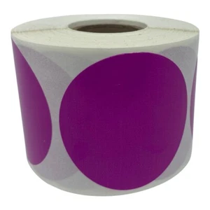 Un rollo de 500 3" pegatinas de etiquetas de puntos de inventario redondos de color púrpura codificados por colores - Imagen 1 de 3