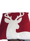 HOMEBASE Red Square Cushion,  Decorative Scandinavian Style Reindeer Design 16