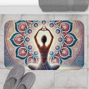 Mandala Yoga Badematte - Gelassenheit & Achtsamkeit Kunst, rutschfeste Badezimmerdekoration - Bild 1 von 9