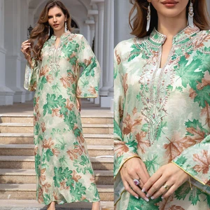 Muslim Women Abaya Dress Islamic Kaftan Dubai Arab Maxi Long Sleeve Size 4-14 - Picture 1 of 25