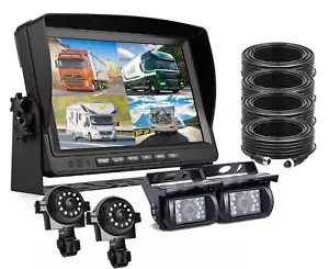 9'' Quad Monitor DVR 4 AHD Side Mirror Arm Rear View Backup Camera Truck Caravan - Picture 1 of 24