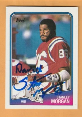 Stanley Morgan New England Patriots AUTO Signed 1988 Topps Dinged Corner - Image 1 of 2