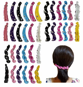 6 pcs Banana Clip Hair Combs Interlocking with Studs Color Assorted - Picture 1 of 18