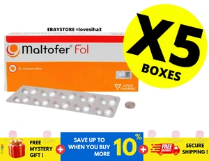 5 BOXES Maltofer Fol Chewable Tablets For Iron Deficiency F (30's) - Picture 1 of 7