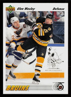 Glen Wesley 1991-92 Upper Deck #370 Boston Bruins Hockey Card - Image 1 of 2