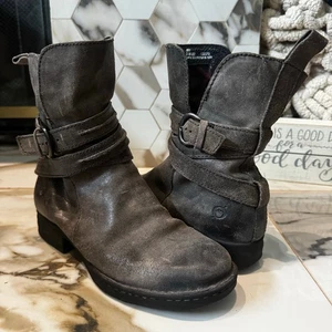 Born Stiefel Größe 5 Damen Leandra grau abgenutzt Leder seitlicher Reißverschluss D38322 - Bild 1 von 9