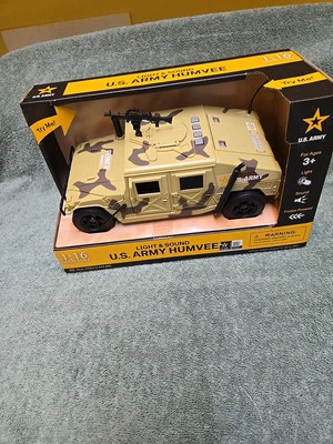 US Army Desert Patrol Hummer Armored Vehicle with Sound Friction Powered - Image 1 of 4