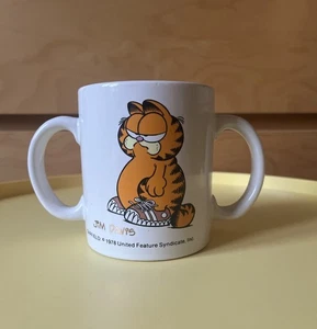 Garfield Tasse Eigentlich könnte ich trainieren Henkeltasse mit 2 Henkeln 1978 - Bild 1 von 3