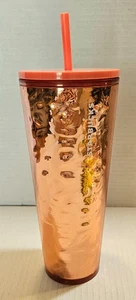 Starbucks 2019 Holiday 24oz Rose Gold Mirror Hammered Tumbler - Picture 1 of 6