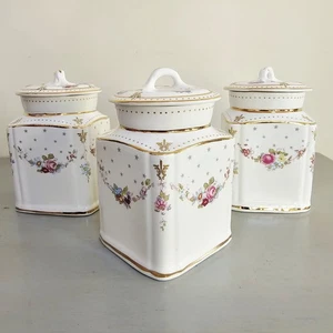 3er Set Vintage Spode Kanister 'Midas' Floral Vorratsgläser Fine Bone China - Bild 1 von 5