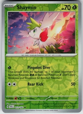 Pokemon Shaymin 013/162 SV05: Temporal Forces NM Reverse Holo card - Image 1 of 2