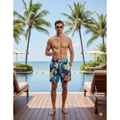 Baúl de baño clásico Polo Ralph Lauren 5,75" para hombre viajero tropical azul floral Foto 1 de 4