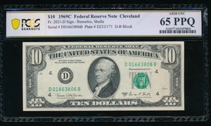 AC 1969C $10 FRN Cleveland PCGS 65 PPQ Fr 2021-D - Picture 1 of 2