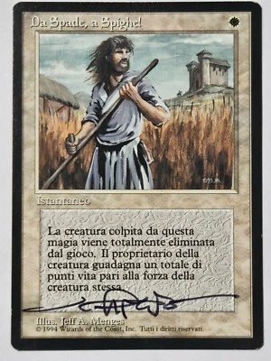 SWORDS TO PLOWSHARES ITALIAN FBB Jeff A Menges ARTIST SIGNED Auto MTG Magic - Image 1 of 2