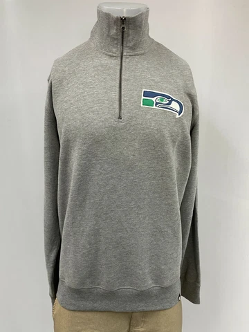 Seattle Seahawks Men's 1/4 Zip Pullover Sweatshirt Size L, XL, 2XL, '47 Gray Cover