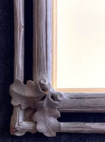 Antique Black Forest Frame with Mirror ~ 41" W x 35" H Cover