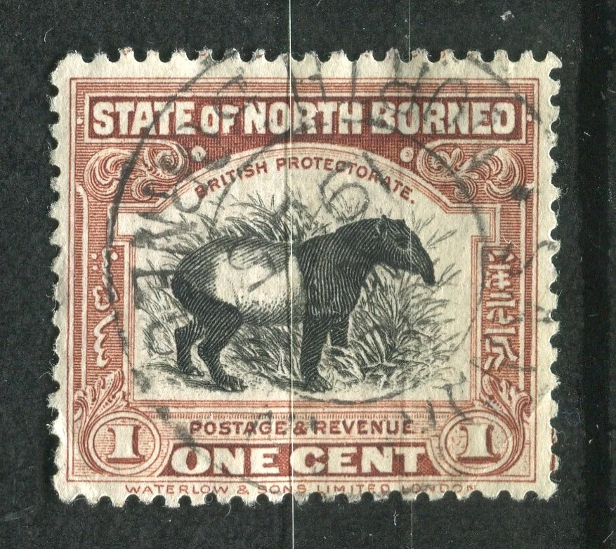 NORTH BORNEO; Early 1900s Pictorial issue used 1c. value POSTMARK  - Image 1 of 1
