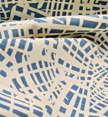 Waverly Waffling Printed Cotton Sky Ivory/Pale Yellow Fabric by the yard - Image 1 of 4