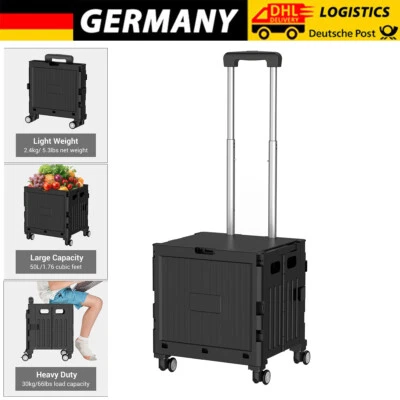 Faltbarer Einkaufstrolley Transport Trolley Einkaufswagen Einkaufskorb Klappbox - Bild 1 von 4