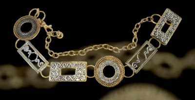 Cinturón Chico's Tono Dorado y Plata Metal 37" Steampunk Boho Motociclista Eslabones Cadena Foto 1 de 4