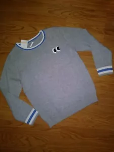 NWT Gymboree Boys Long Sleeve Sweater Pullover Gray Size 5-6 Solid Eyes - Picture 1 of 2