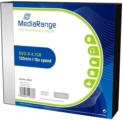 100 Mediarange Rohlinge DVD-R 4,7GB 16x Slimcase - Bild 1 von 2