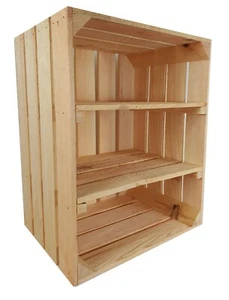3 x NEUE OBSTKISTEN HOLZKISTEN MIT 2 ZWISCHENBOEDEN REGALKISTE MIT BODEN  - Bild 1 von 3