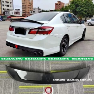 For 2013-2017 Honda Accord Sedan Real Carbon Fiber Rear Trunk Wing Spoiler Lip - Picture 1 of 18