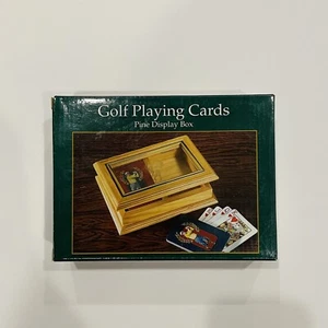 Vintage Classic Golf Playing Cards In Etched Glass Pine Display Box NEW - Picture 1 of 5