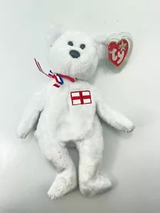 Peluche ours blanc TY Beanie Baby Babies England 10-05-2001 peluche - Photo 1 sur 5